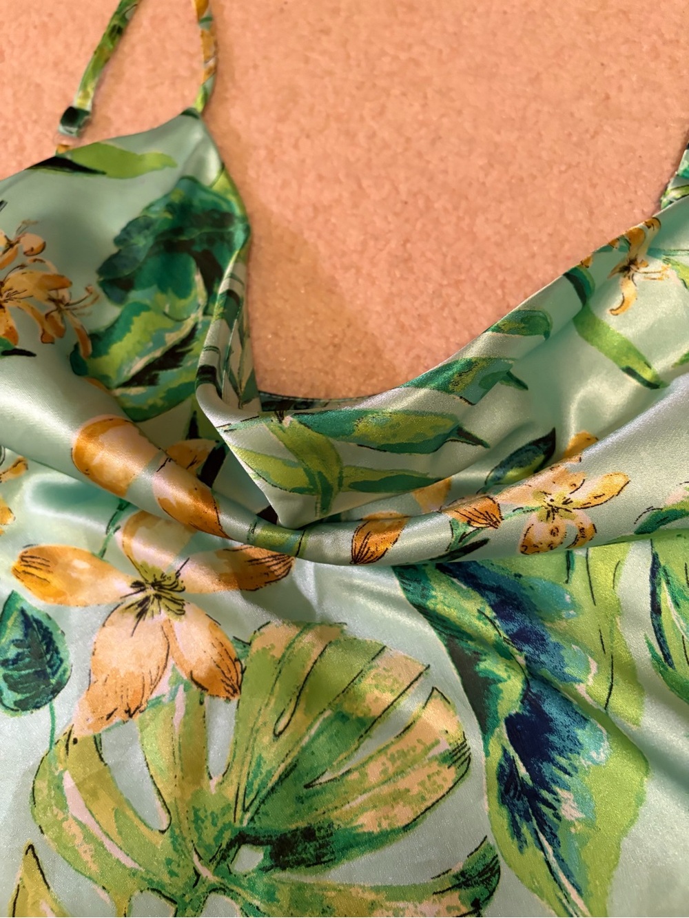 2 Slip Dresses:  Copper Leopard & Green Tropical Satin Slip Dress  XL - Picture 14 of 16